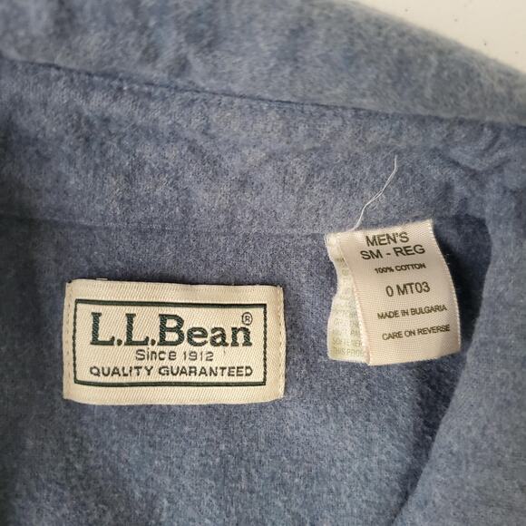 LL Bean Chamois Shirt Mens Small Blue Button Up Double Pocket Heavyweight - Picture 3 of 7